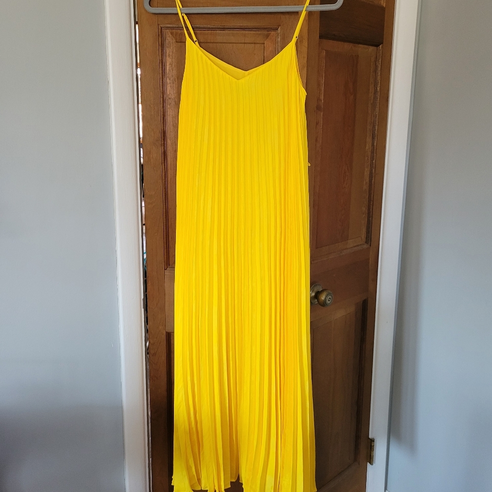 NWT Banana Republic Vibrant Yellow Pleated Dress